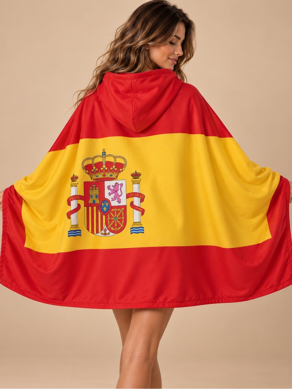NWT City Gifts Spain Flag Hooded Cape 3’ x 5’ Soccer Fan Costume